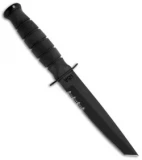 Ka-Bar Short Tanto Fighting/Utility Knife Black Leather Sheath (5.25" Serr) 1255