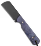 JRs Knives EDC Cleaver Fixed Blade Knife Chisel Grind Purple Wood (2.25" Black)
