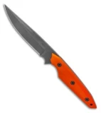 Jeff Hall Custom Large Envoy Fixed Blade Knife Orange G10 (5" Gray Stonewash)