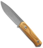 LionSteel Bushcraft B41 Fixed Blade Knife Olive Wood (4" Stonewash)