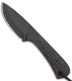 JRs Knives Junior Fixed Blade Knife Fuller Black Burlap Micarta (2.25" Black)