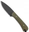JRs Knives Neckr Fixed Blade Knife Flat Grind Green G-10 (2.75" Black)