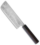 Kanetsune Nakiri Kitchen Knife Black Plywood (7" Damascus)  KC462