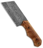 Tallen 4.5" Wharncliffe Fixed Blade Knife Wood (4.5" Raindrop Damascus)