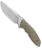 Burnley Knives BRNLY Huck Fixed Blade Knife Green Canvas Micarta (4.5" SW)