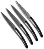 Deejo Geometry Steak Knives w/BPS Handles (Serrated Black Ti ) - Set of 4