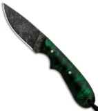 T.M. Hunt Custom Hedgehog Fixed Blade Knife Green Curly Maple (3.75" Acid)