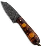 T.M. Hunt Custom Hogua Fixed Blade Knife Curly Maple/Amber Inlay (3.1" Acid)