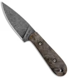T.M. Hunt Custom Skelemaug Fixed Blade Knife Gray Burl Wood (3.75" Acid)