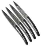 Deejo Bistro 9" Ti Art Deco Steak Knives w/ Black ABS Handles - Set of 4