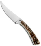 LT Wright Small Swoop Trailing Point Fixed Blade Knife Stag (3.25" Satin)