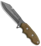 TOPS Knives Backpacker's Bowie Fixed Blade Green Canvas Micarta (4.5" Tumbled)