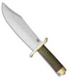 Bark River V-44 Bowie Fixed Blade Knife Green Canvas Micarta (9" Satin)