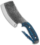 Cobble Blade Cleaver Fixed Blade Knife Sculpted Blue G-10 (6" Acid Stonewash)