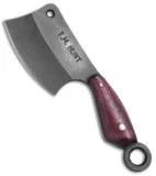 T.M. Hunt Custom "Leave it" Cleaver Keychain Knife Purple Heart  (1.75" Black)