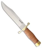 BlackJack Classic Model 129 Bowie Fixed Blade Stacked Leather (9.25" Satin)