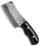 Tallen Pocket Cleaver Knife Key Chain Buffalo Horn (1.6" Damascus)