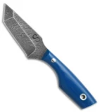 Olamic Cutlery Tanto Fixed Blade Neck Knife Blue G-10 (2.375" Damascus)