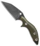 Olamic Experimental Prototype Fixed Blade Knife OD Green G-10 (3.75" Damascus)