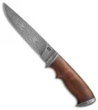 Olamic Cutlery Suna Fixed Blade Knife Ironwood (5.5" Marbled Damascus) #4379