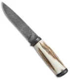 Olamic Cutlery Suna Fixed Blade Knife Stag (5.75" Damascus) #4341