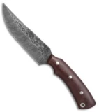 Olamic Cutlery Kovda Fixed Blade Knife Maroon Micarta (5.375" Damascus) #4307