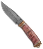 Olamic Voykar HT4 Fixed Blade Knife Karelian Birch (6" HCVD Damascus)
