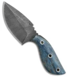 Olamic Cutlery Listok Skinner Fixed Blade Knife Blue Birch (3.6" Damascus) #4352