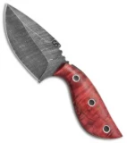 Olamic Cutlery Listok Skinner Fixed Blade Knife Red Birch (3.6" Damascus) #4351