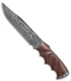 Olamic Voykar HT Fixed Blade Knife Natural Micarta (6" Marbled Damascus) #4315