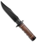 SOG Super SOG Bowie Fixed Blade Knife Leather (7.5" Black) SB1T-L