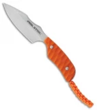 Real Steel Mini 130A Spear Point Fixed Blade Neck Knife Orange G-10 (2.5" Satin)