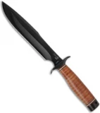 SOG Agency - TiNi Fixed Blade Knife w/ Leather Sheath (Black PLN) AG-02