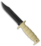 Ontario Marine SP-1 Combat Fixed Blade Knife Tan Kraton (7" Black) 8300TN