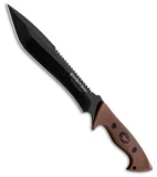 Outdoor Edge SaberBack Survival Bowie Fixed Blade Knife Brown TPR (10.5" Black)