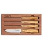LionSteel 4-Piece Steak Knife Set Olive Wood (4.125" Satin) 9001S UL