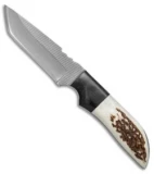Anza Knives JWK-1E Tanto Fixed Blade Knife Stag Horn (4" Satin)
