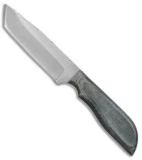 Anza Knives MC-7M Tanto Fixed Blade Knife Black Canvas Micarta (4.5" Plain)