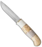Karesuando Kniven Willow Grouse Fixed Blade Knife Curly Birch/Horn (3.87" Satin)