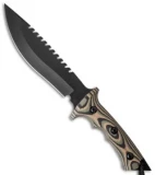 Treeman Knives Original Combat Bowie Knife Green Camo G10 (8" Black Plain)