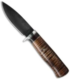 Burr Oak Knives Drop Point Hunter Fixed Blade Knife Ironwood/Maple (3.75" Gray)