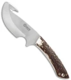 Boker Arbolito Gut Hook Fixed Blade Knife Stag Horn (4.25" Satin)