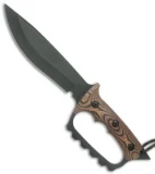 Treeman Knives Original Combat Bowie D-Guard Knife Black/Brown G10 (8" Black)