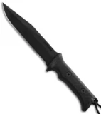DUSTAR Knives Dimona Black T Knife Fixed Blade (6.5" Serr)