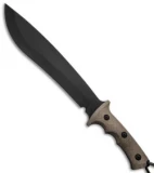Treeman Knives Combat Machete Fixed Blade Knife Green Micarta (12" Black Plain)