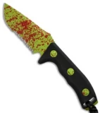 Microtech Currahee Zombie Green Drop Point Knife Fixed Blade (4.5" Serr) 102-2Z