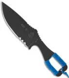 TOPS Knives Key-D Knife Blue Cord Wrapped Fixed Blade (3.5" Black Plain)