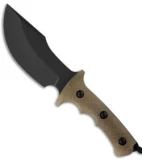 Treeman Knives The Beast Fixed Blade Knife Tan Micarta (5.875" Black Plain)