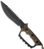 Treeman Knives Original Combat Bowie D-Guard Knife Black/Brown G10 (8" Plain)