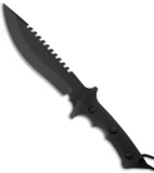 Treeman Knives Original Combat Bowie Knife Black G10 (8" Black Sawback)